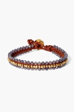 Koa Cuff Wrap Bracelet ~ Iolite