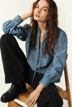 Kuka Long Sleeve Blouse ~ Light Used Blue