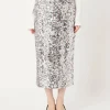 Lacey Sequins Midi Skirt ~ Silver