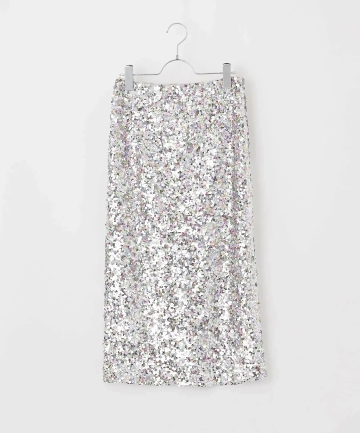 Lacey Sequins Midi Skirt ~ Silver