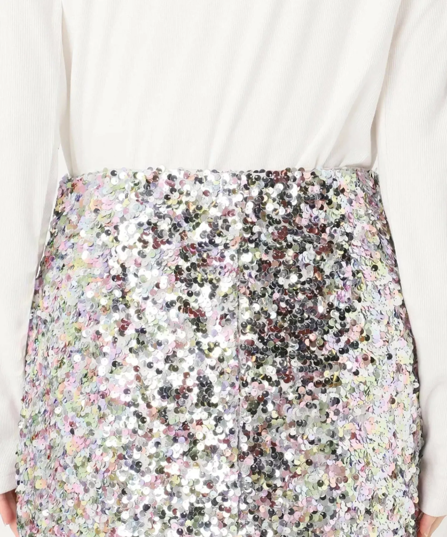 Lacey Sequins Midi Skirt ~ Silver
