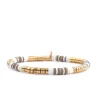 Large Heishi Beads Stretch Bracelet ~ Gold/Neutral