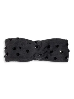 Lele Sadoughi Black Crystal Embellished Knotted Ear Warmer