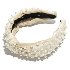 Lele Sadoughi Velvet Ivory Pearl Knotted Headband