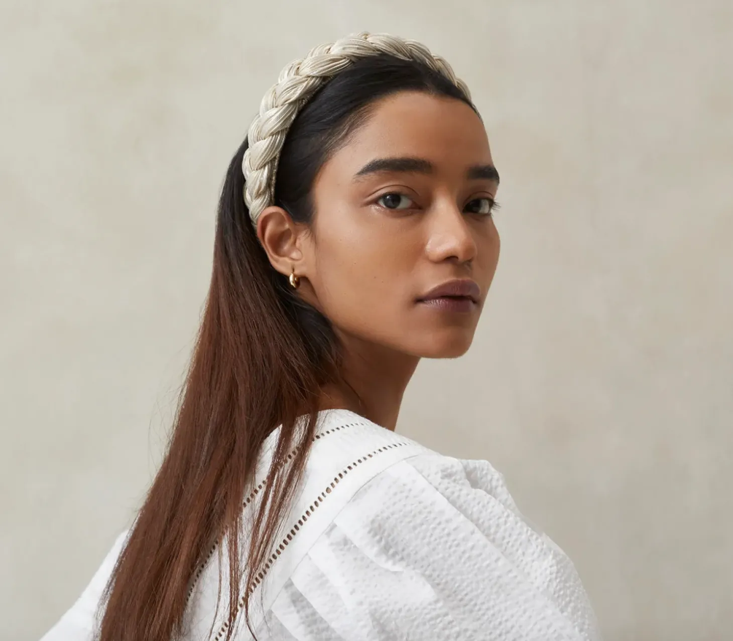 Lilac Cream Sparkle Braided Headband