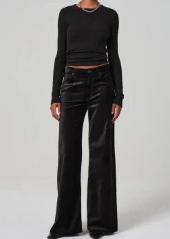 Loll Mid Rise Baggy Velvet ~ Black