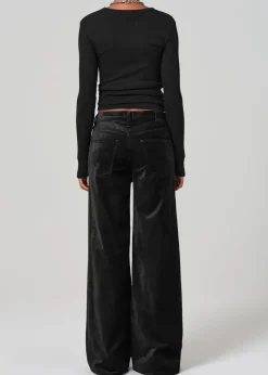 Loll Mid Rise Baggy Velvet ~ Black