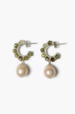 Maiden Hoop Earrings ~ Green Garnet