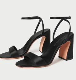 Malia Black Satin Heeled Sandal