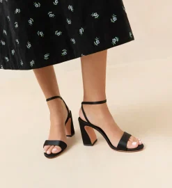 Malia Black Satin Heeled Sandal
