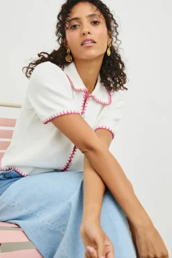 Maliah Top ~ Ivory Hibiscus