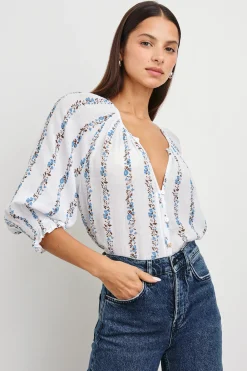 Mariah Top ~ Bluebell Stripe