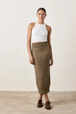 Marie Knit Skirt ~ Khaki