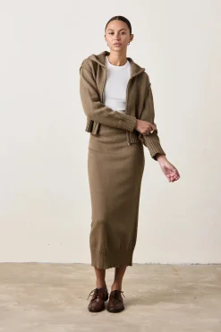 Marie Knit Skirt ~ Khaki