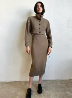 Marie Knit Skirt ~ Khaki