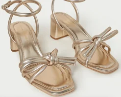 Mikel Bow Mid-Heel Sandal ~ Champagne