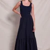 Mixed Media Dress ~ Deep Navy