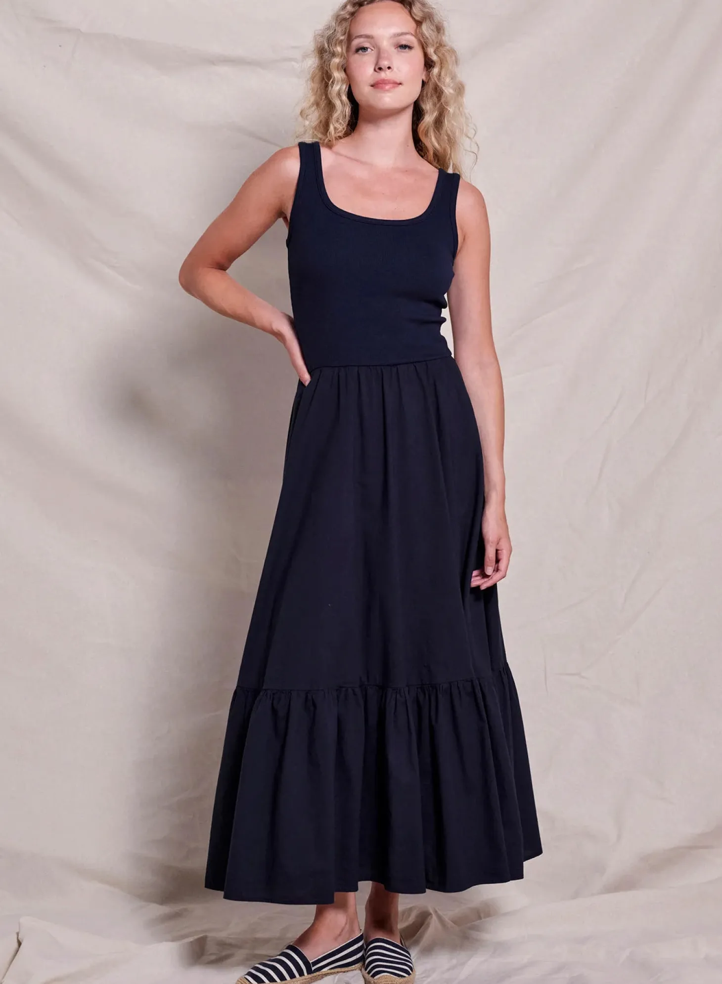 Mixed Media Dress ~ Deep Navy