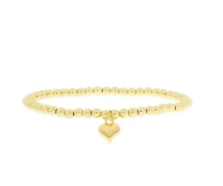 3mm Beaded Ball Bracelet with Heart Charm