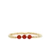 4mm Brass Beaded Ball Bracelet Triple Hearts