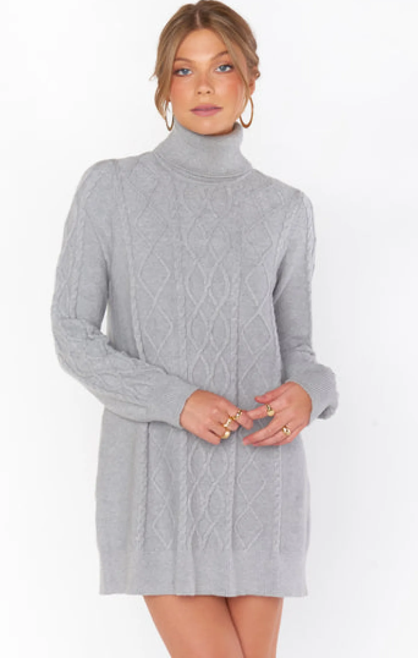 Montreal Mini Dress - Grey Cable Knit
