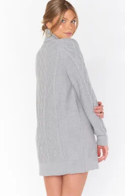 Montreal Mini Dress - Grey Cable Knit