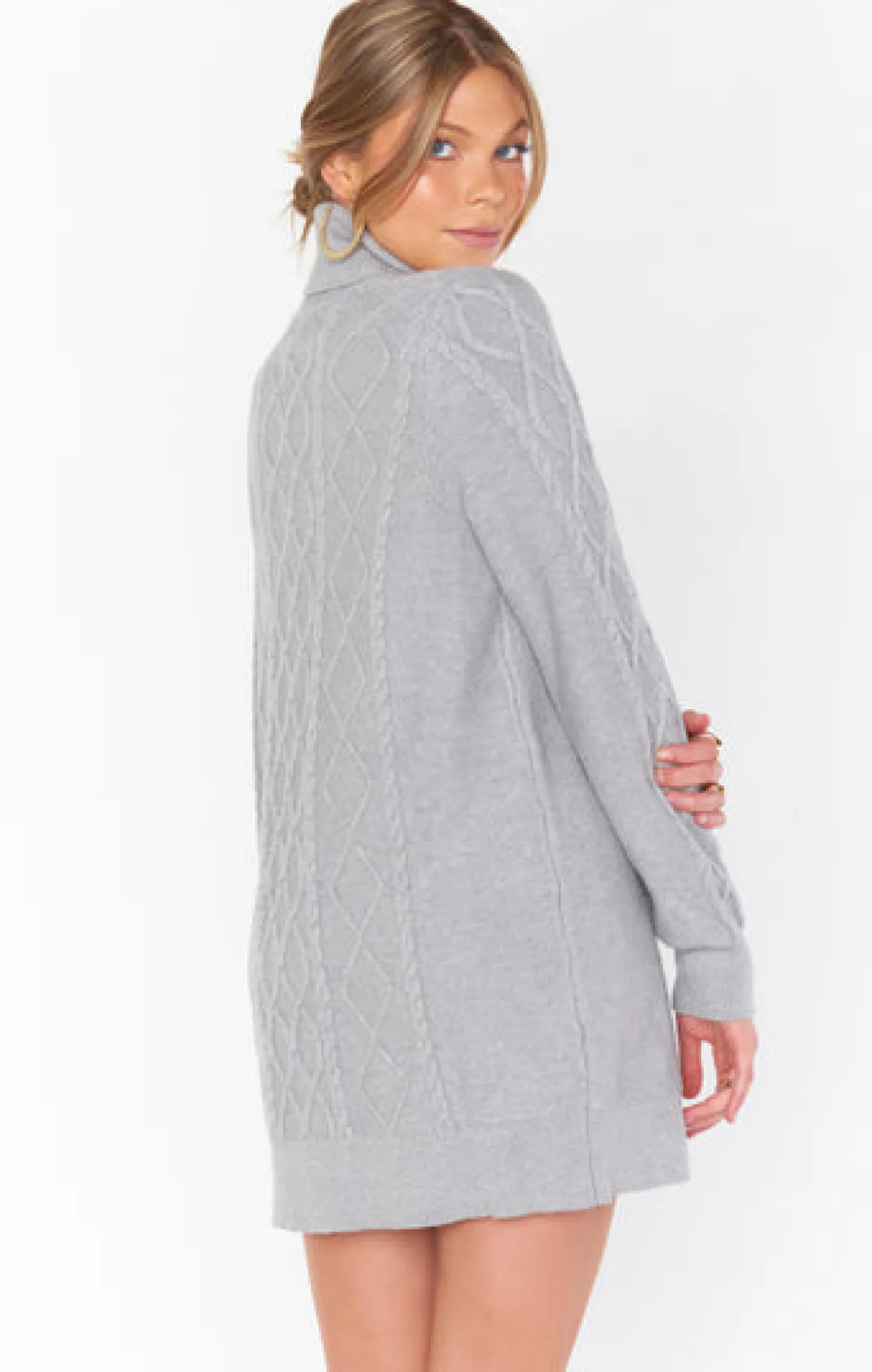 Montreal Mini Dress - Grey Cable Knit