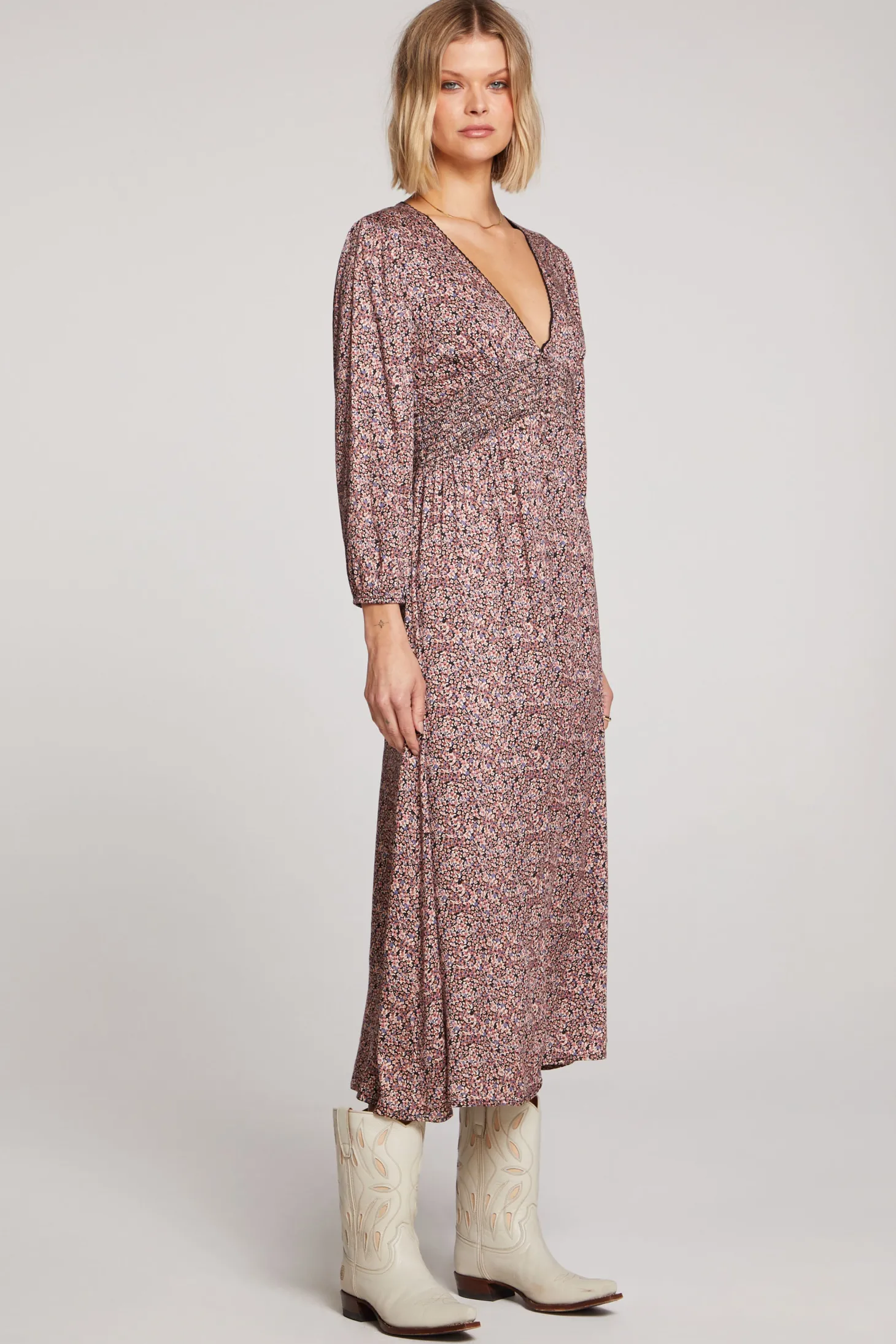 Multi Floral Garden Midi Dress
