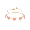 Multi Heart Row Bracelet ~ White/Purple/Coral