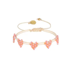 Multi Heart Row Bracelet ~ White/Purple/Coral