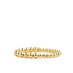 Multi Size Metal Beaded Bracelet ~ 6mm/8mm Gold