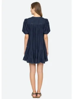 Myra Puff Sleeve Tunic Dress~ Navy