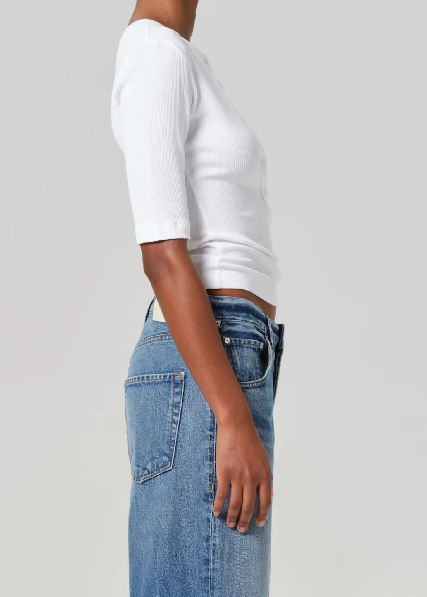 Nali Short Sleeve Henley ~ White