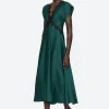 Noa Satin V-Neck Maxi Dress ~Teal