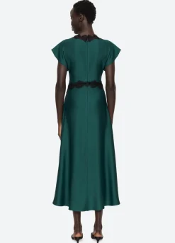 Noa Satin V-Neck Maxi Dress ~Teal