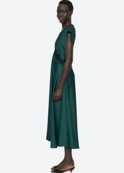 Noa Satin V-Neck Maxi Dress ~Teal