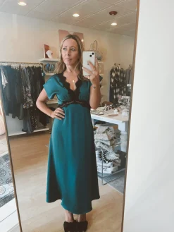 Noa Satin V-Neck Maxi Dress ~Teal