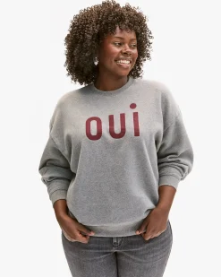 Oversized Oui Sweatshirt ~ Grey Melange
