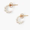 Petite Cream Pearl Holly Hoop Earrings