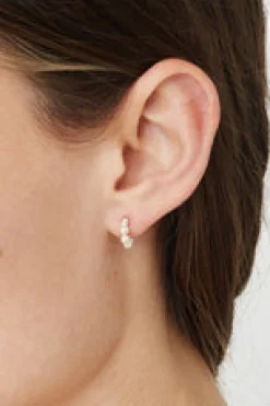 Petite Cream Pearl Holly Hoop Earrings