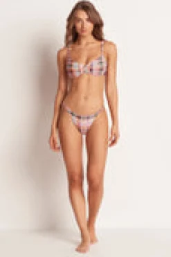 Picnic Check Ruched Strap Balconette Bra