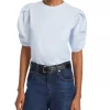 Pleated Puff Sleeve Tee ~ Light Chambray
