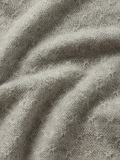 Pointelle Puff Sleeve Sweater ~ Light Heather Grey