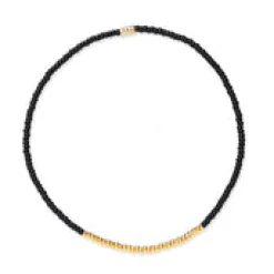 Praew Bracelet Beaded with Gold Accents ~ Black