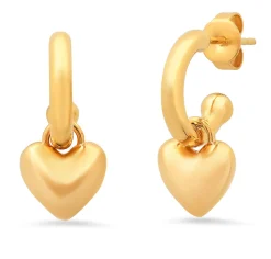 Puffed Heart Charm Huggies