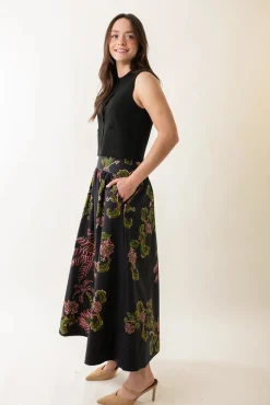 Ravenala Black Midi Skirt