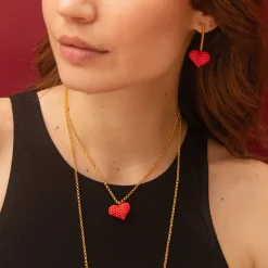 Red Puffy Heart Necklace