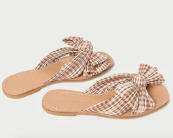 Rima Bow Sandal ~ Brown Gingham