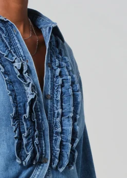Ruffle Tuxedo Shirt in Alta