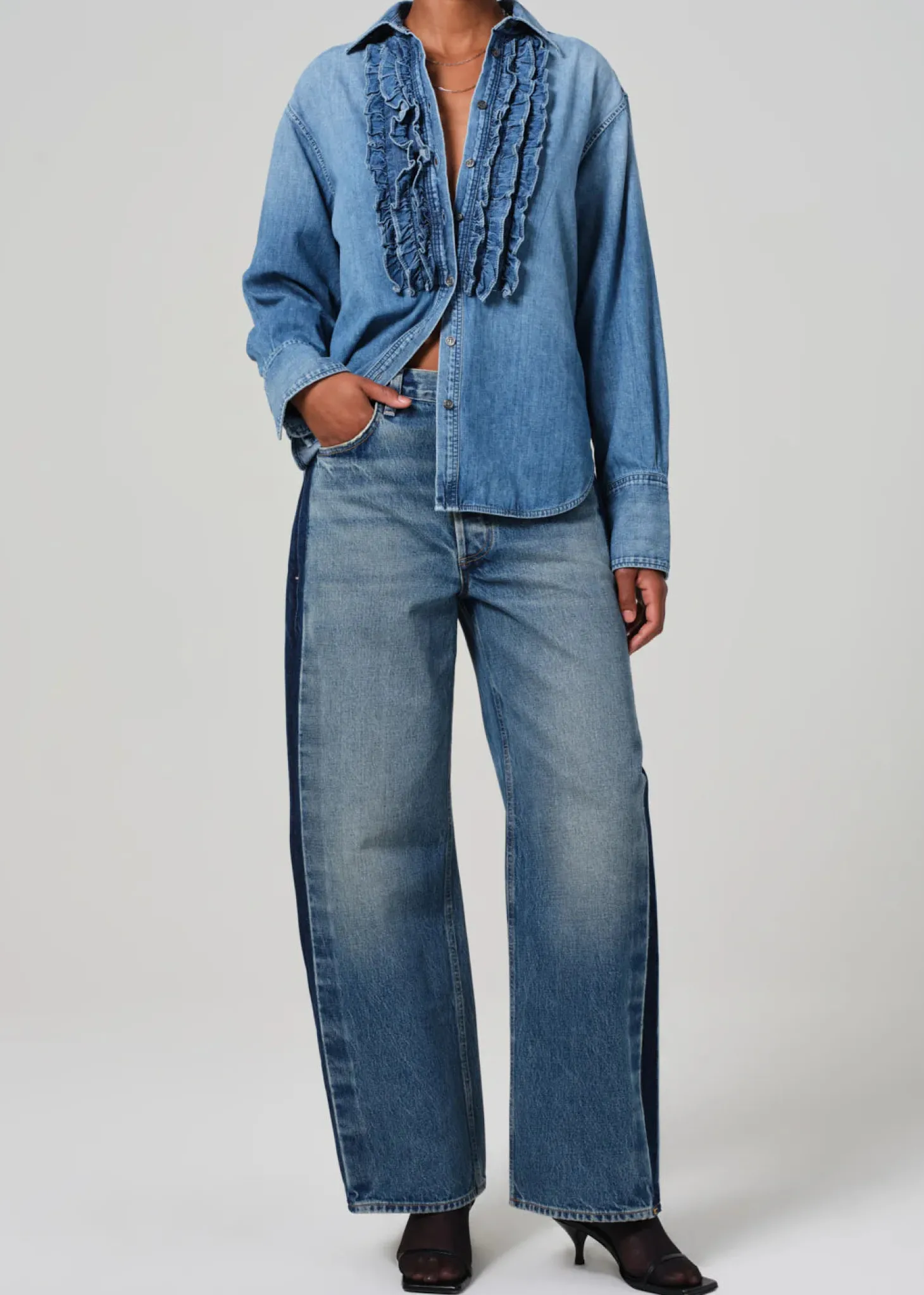 Ruffle Tuxedo Shirt in Alta